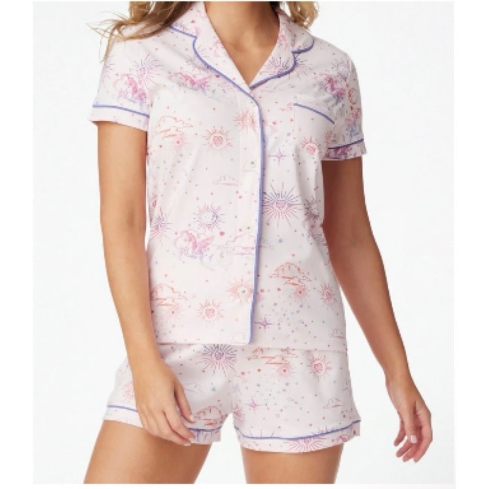 Roller Rabbit Rainbow Fairytale Pink Polo Sleep Shirt S Rare!!
